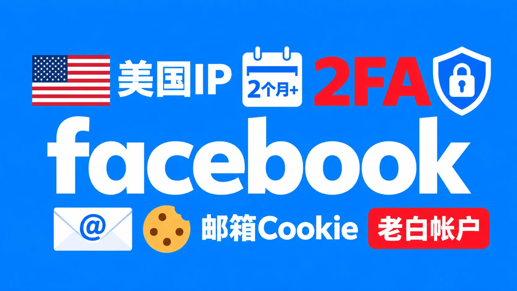 美国IP注册2个月以上带2FA邮箱Cookie的的脸书老白帐户｜自动发货 - 商品图片