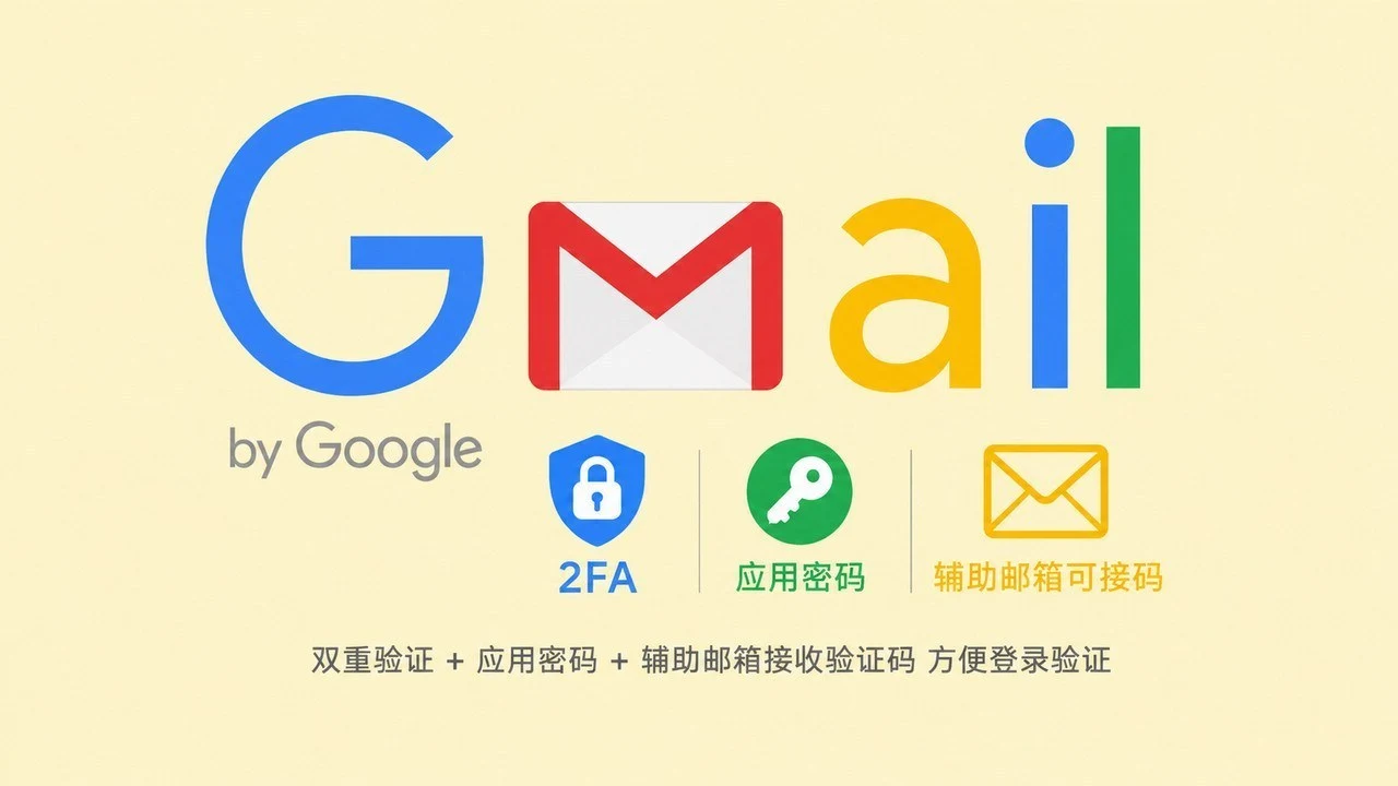 带2FA和应用密码辅助邮箱可以接码的谷歌Gmail/YouTube新账号｜自动发货