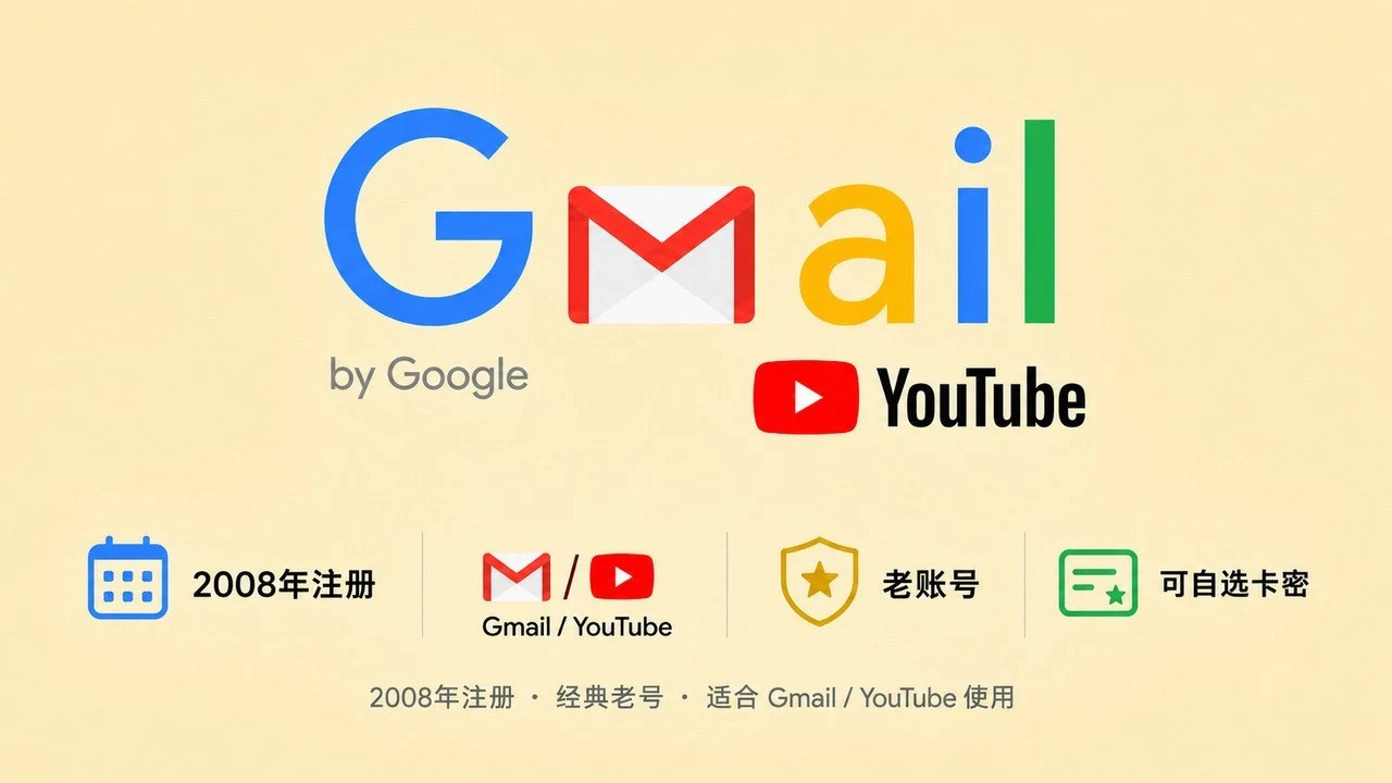 2008年注册的谷歌Gmail/YouTube老账号｜自动发货 - 商品图片
